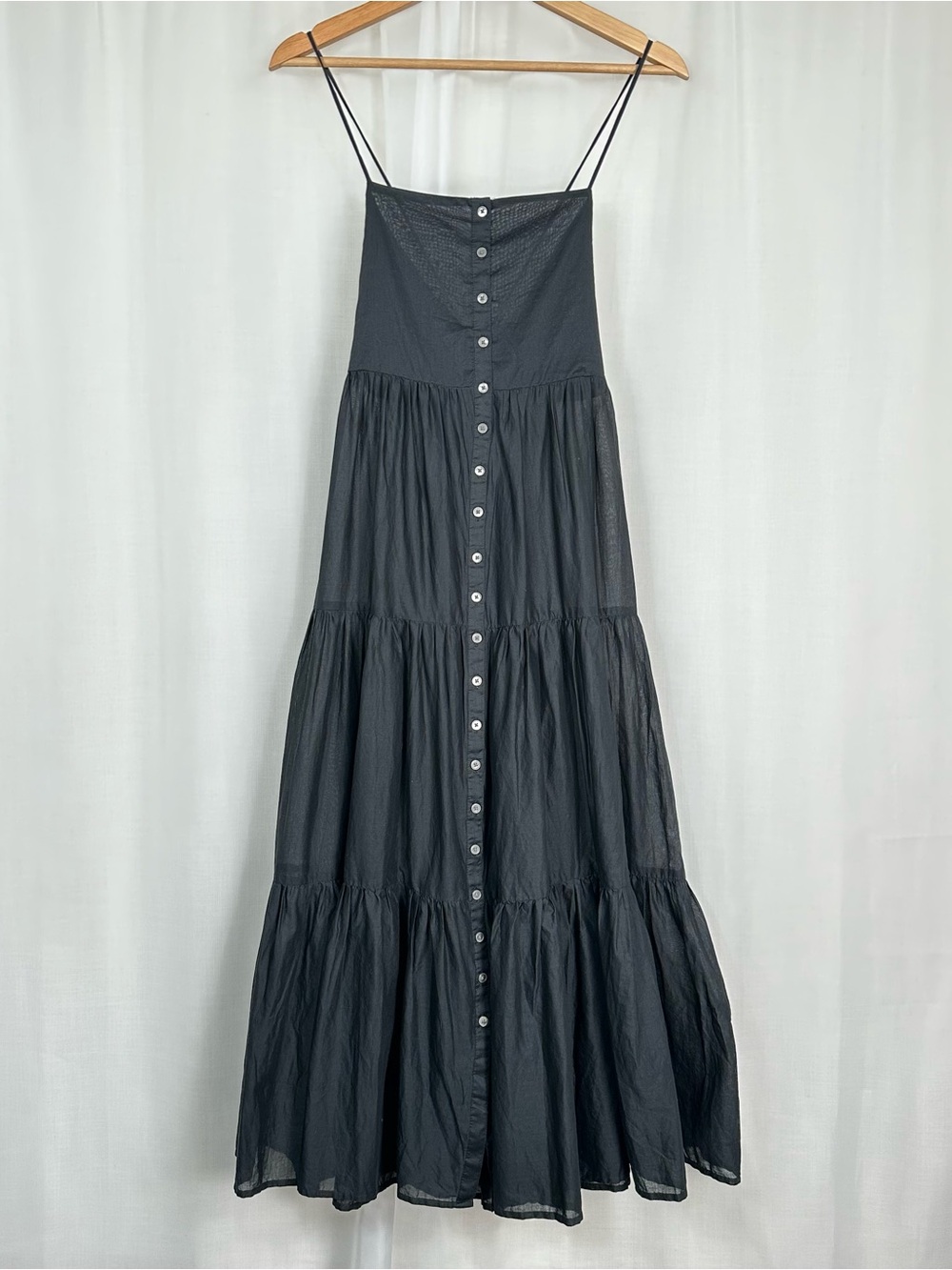 NWT J Crew Cotton Voile Tiered Midi Dress Button Front Open Tie Back Sundress XS